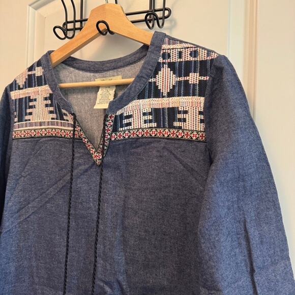 Embroidered Denim Boutique Flying Tomato Tunic Mini Dress Size L - Picture 2 of 5